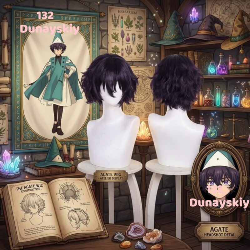 Cosplay Anime Black Hair - Witch Hat Atelier Agott Black Purple