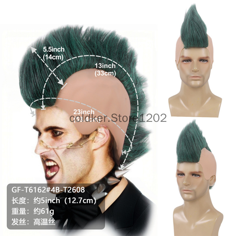 Cosplay Anime Black Hair - Men's Punk Mohawk Spiky Wig Red