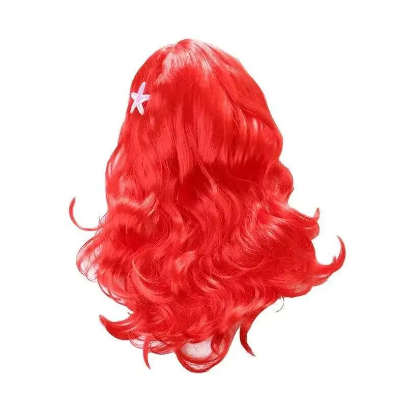 Mermaid Wig for Girls Red Wavy - Anime Cosplay Red Hair avaliação e preço