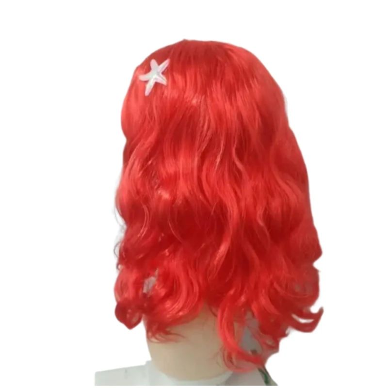 Mermaid Wig for Girls Red Wavy - Anime Cosplay Red Hair avaliação e preço