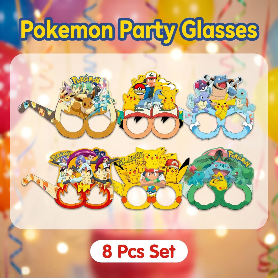 Pokémon-themed paper glasses.  - Anime Cosplay Photo avaliação e preço