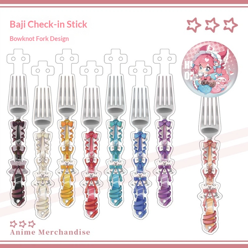 Anime Acrylic Bowknot Fork Sha - Anime Cosplay Photo avaliação e preço