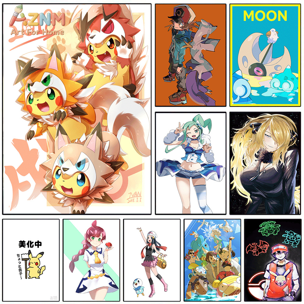 AZNM Pokemon Anime Canvas Wall - Anime Cosplay Pokemon avaliação e preço