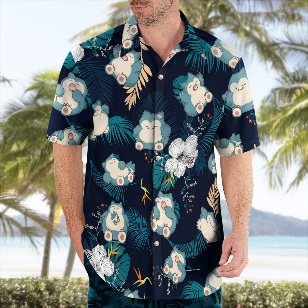 Snorlax Pokemon Hawaiian Shirt - Anime Cosplay Pokemon avaliação e preço