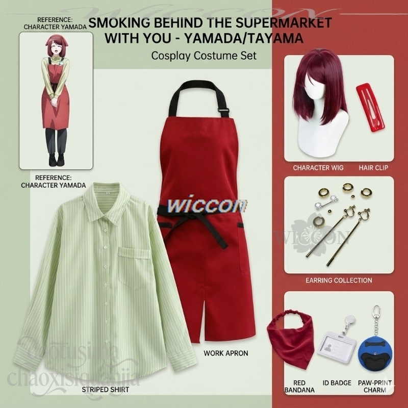 Tayama Yamada Staff Red Apron  - Anime Cosplay With Red Hair avaliação e preço