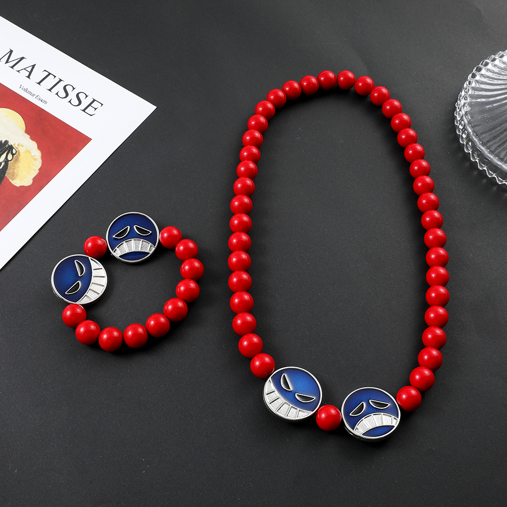 Anime red bead face bracelet a - Anime Cosplay Website avaliação e preço