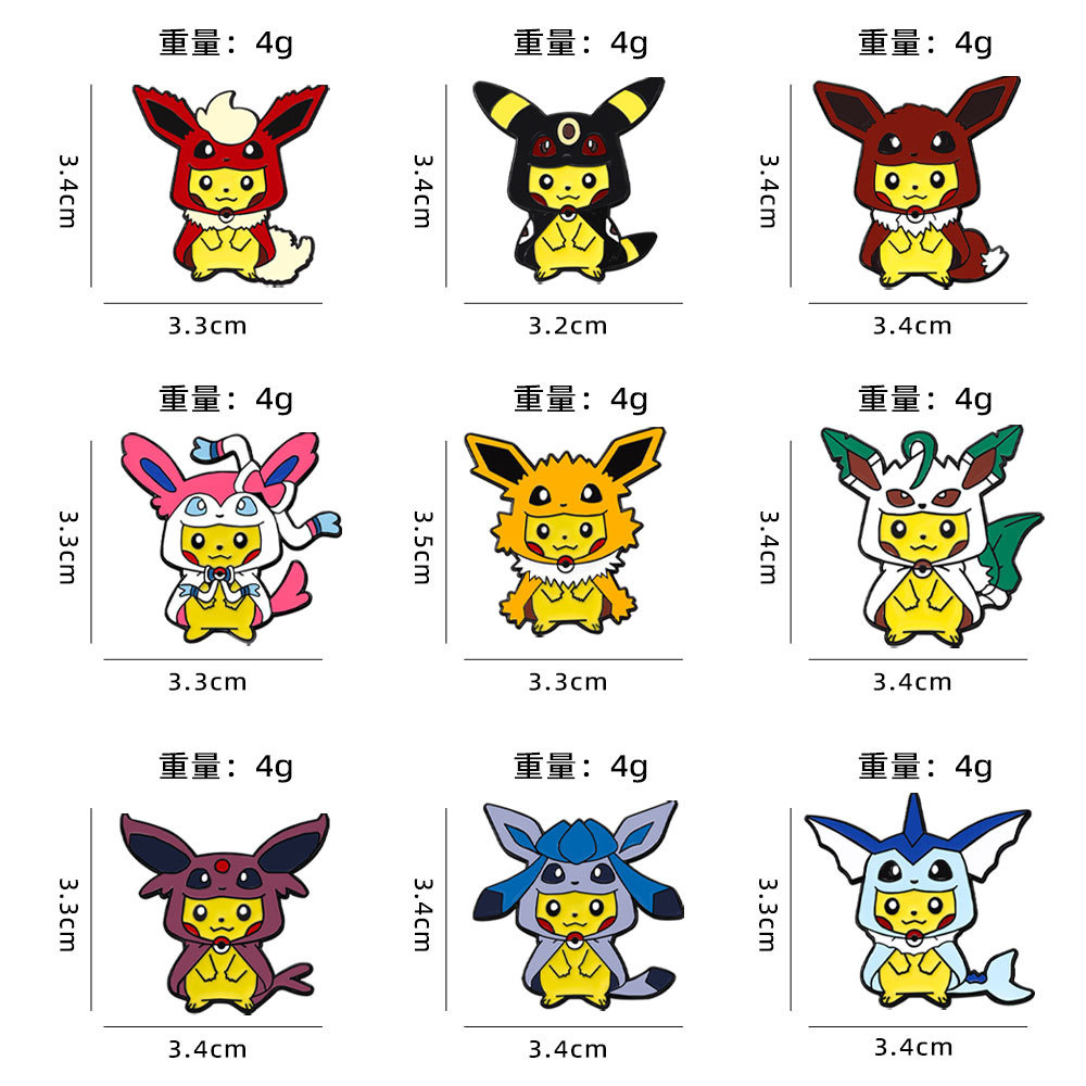 9Pcs Anime Pokemon Lapel Pins  - Anime Cosplay Pokemon avaliação e preço