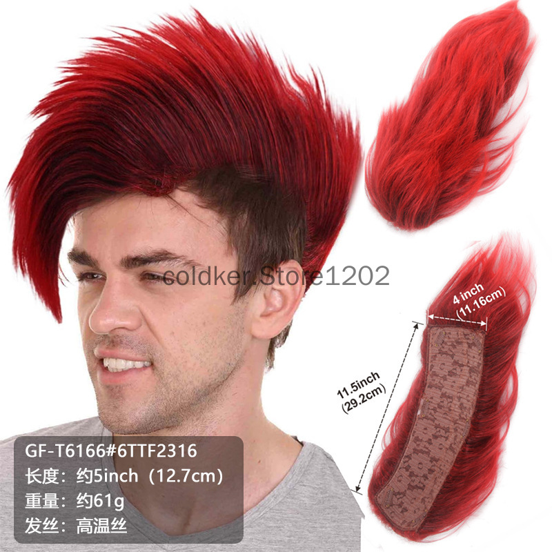 Men's Punk Mohawk Spiky Wig Re - Cosplay Anime Black Hair avaliação e preço