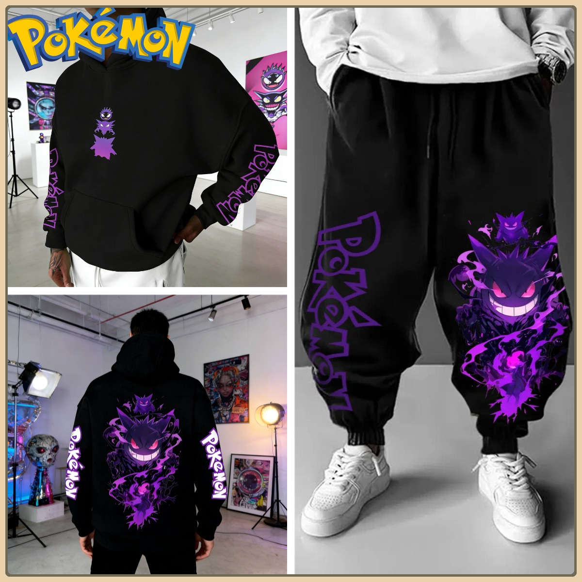 Black Hoodie and Pants Set wit - Anime Cosplay Pokemon avaliação e preço