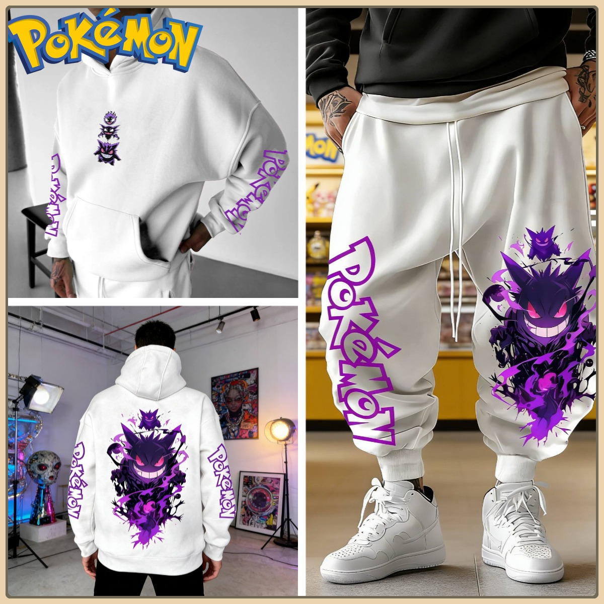 Black Hoodie and Pants Set wit - Anime Cosplay Pokemon avaliação e preço