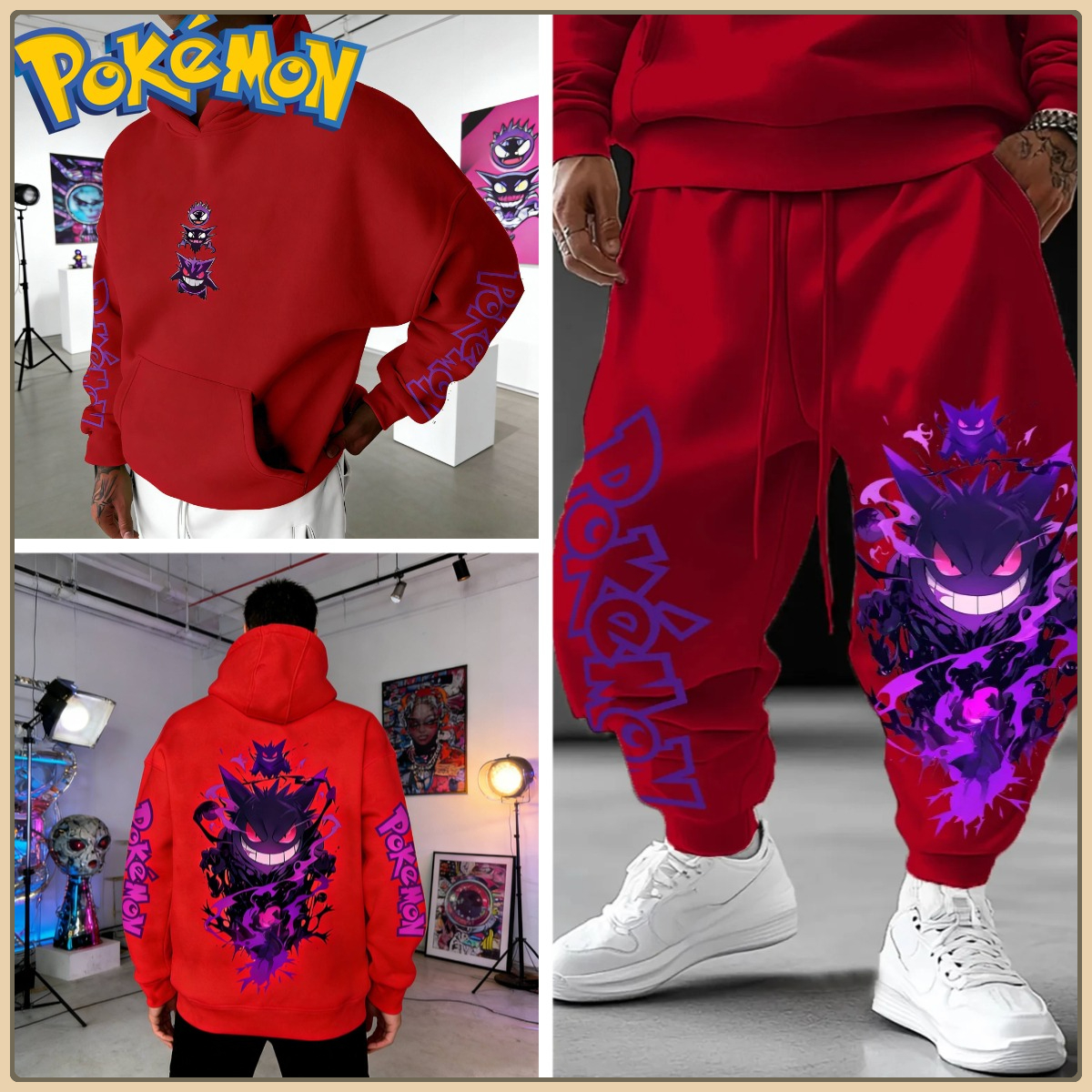Black Hoodie and Pants Set wit - Anime Cosplay Pokemon avaliação e preço