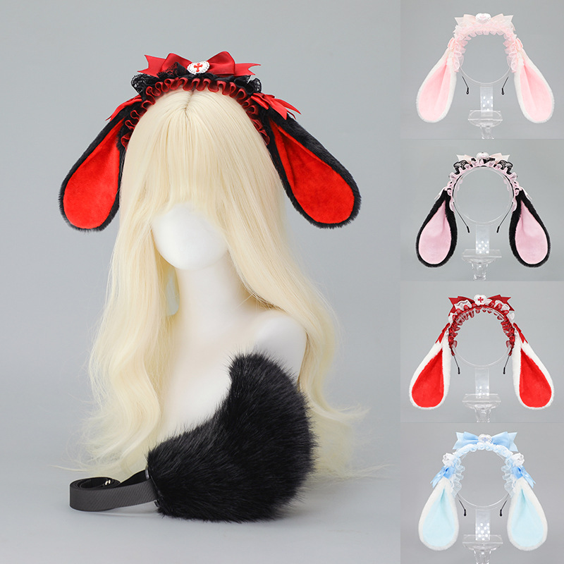 Lolita Rabbit Ear Headband Wom - Anime Cosplay Girl Photo avaliação e preço