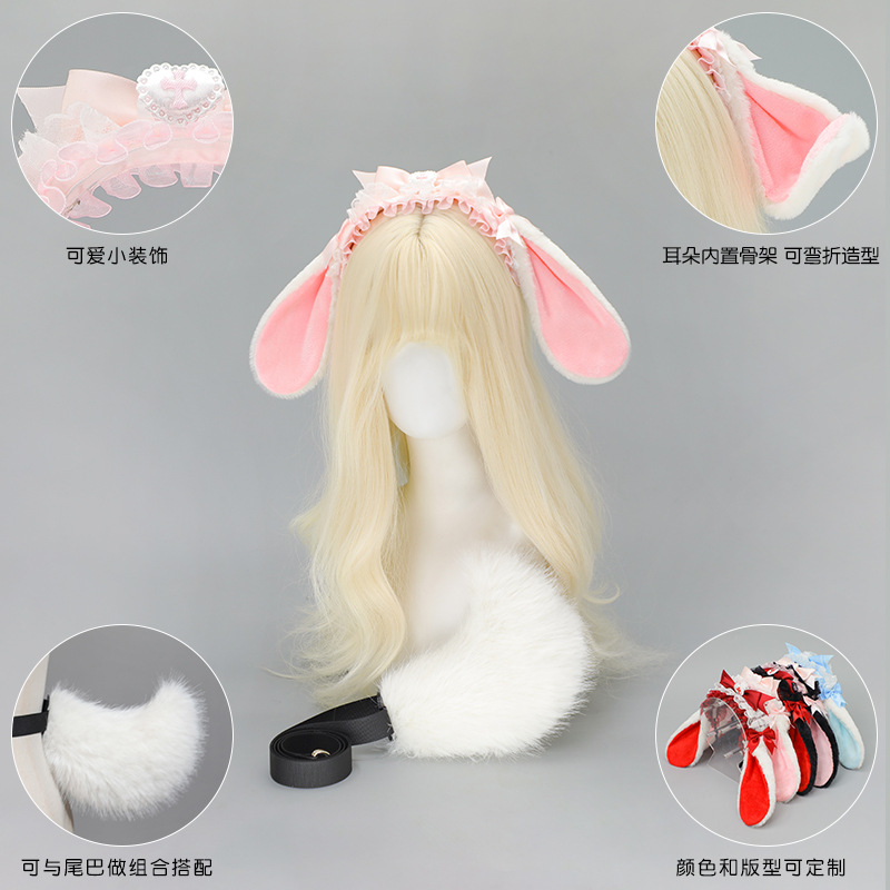 Lolita Rabbit Ear Headband Wom - Anime Cosplay Girl Photo avaliação e preço