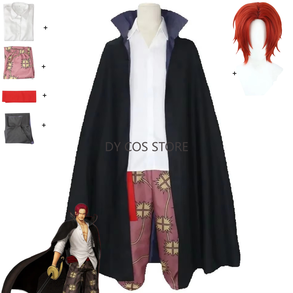 Anime Red Hair Shanks Cosplay  - Cosplay Anime Black Hair avaliação e preço