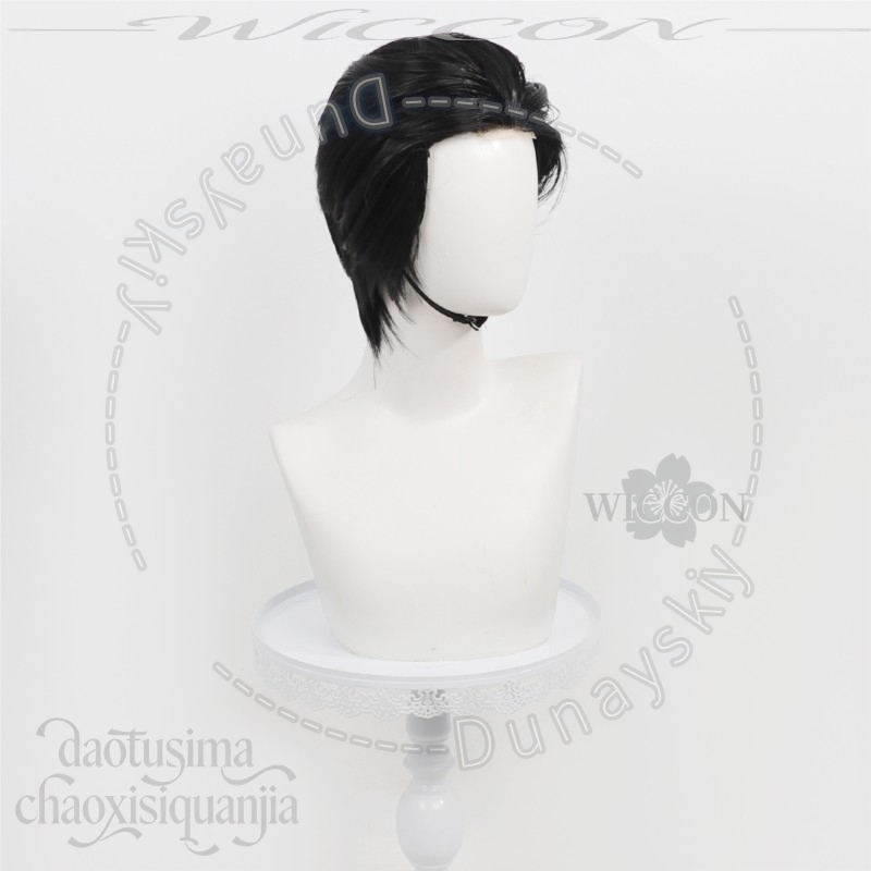 Short Black Wigs Slicked Back  - Cosplay Anime Black Hair avaliação e preço